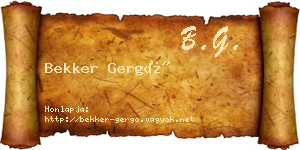 Bekker Gergő névjegykártya