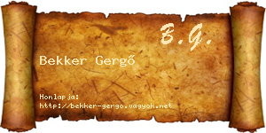 Bekker Gergő névjegykártya